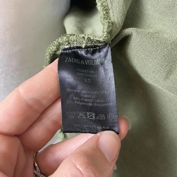 Zadig and Voltaire Toast Mili Green Military Shacket Shirt Size XS - Picture 14 of 14